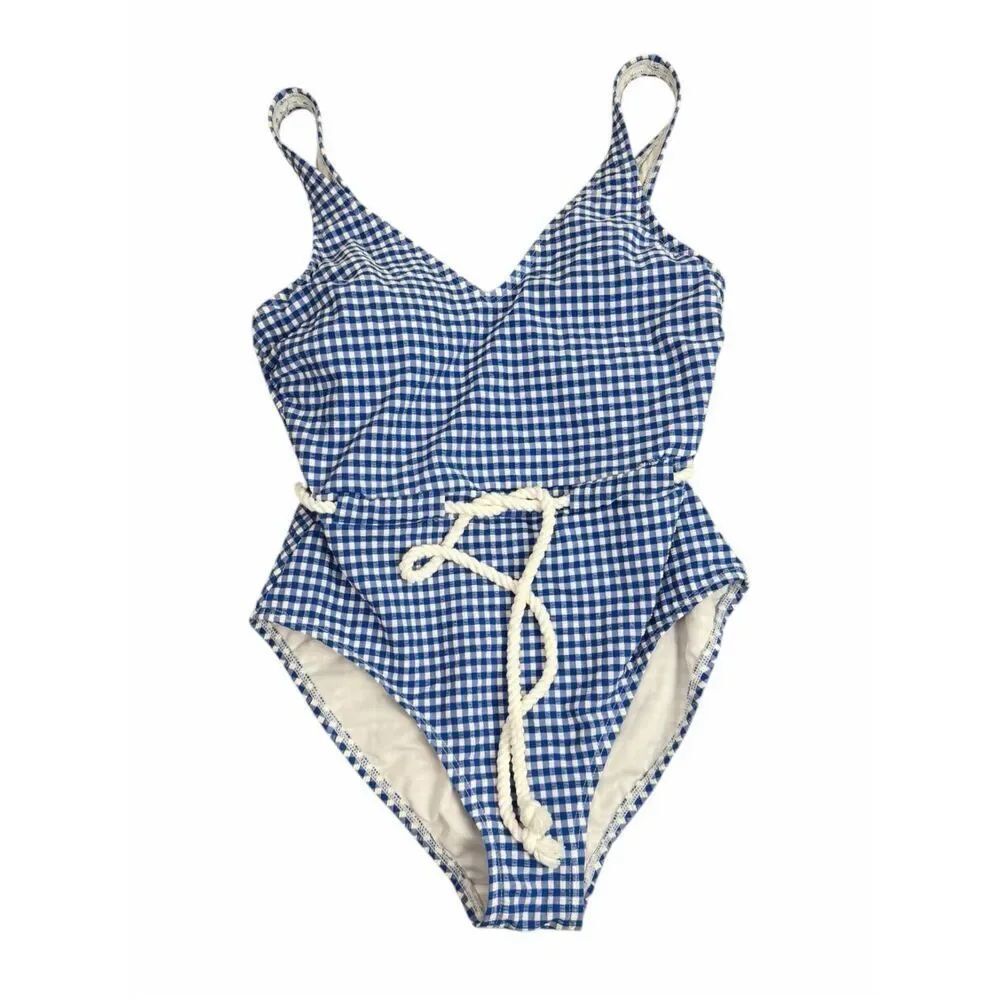 Loft Beach Womens Small Gingham One Piece Swimsuit Needs Mended